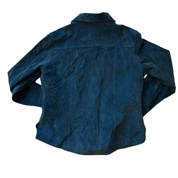 Ami Vintage Black Suede Leather Button Down Collar Shacket Jacket Size L - Picture 7 of 10